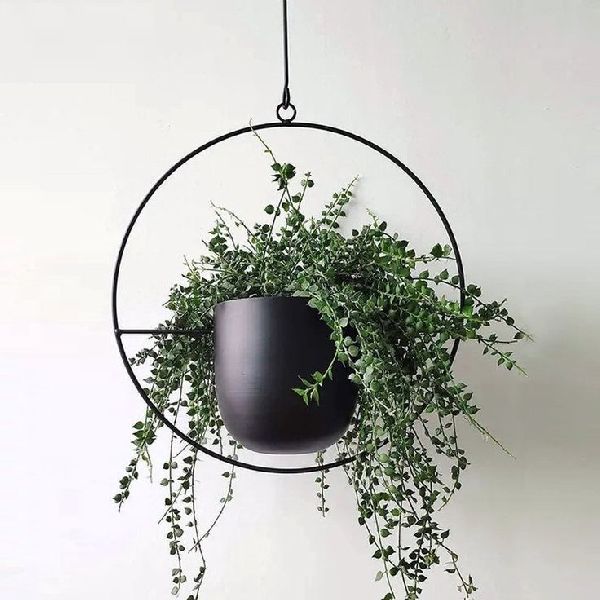 Polished Round Hanging Flower Pot, For Outdoor Decoration, Plantation, Style : Modern