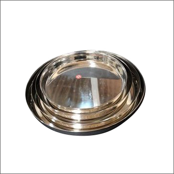 Round Mirror Finish Stainless Steel Dinner Plates, For Serving Food, Size : 11 To 14 Inch
