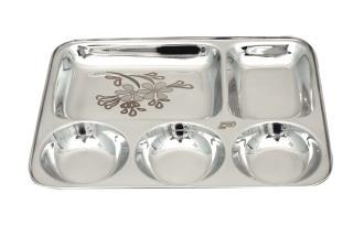 Steel Laser Art Dinner Plate, Color : Silver