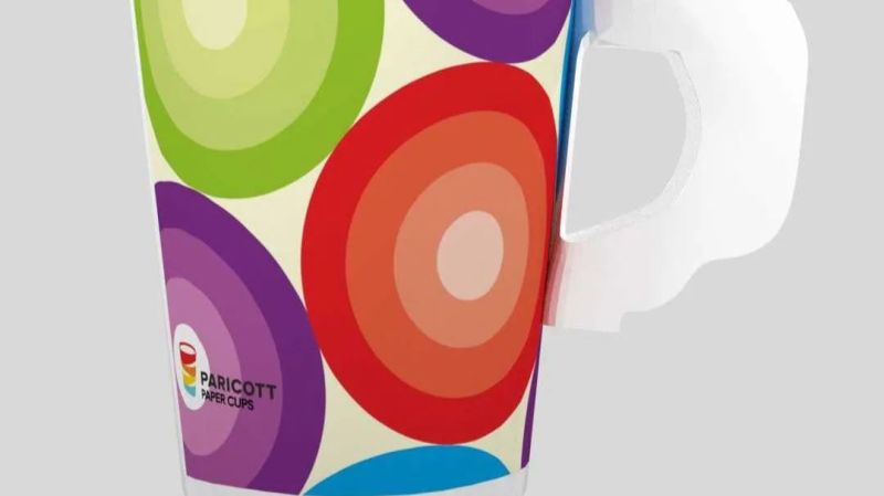 Printed 200ml Handle Paper Cup, For Coffee, Cold Drinks, Tea, Feature : Color Coated, Custom Design