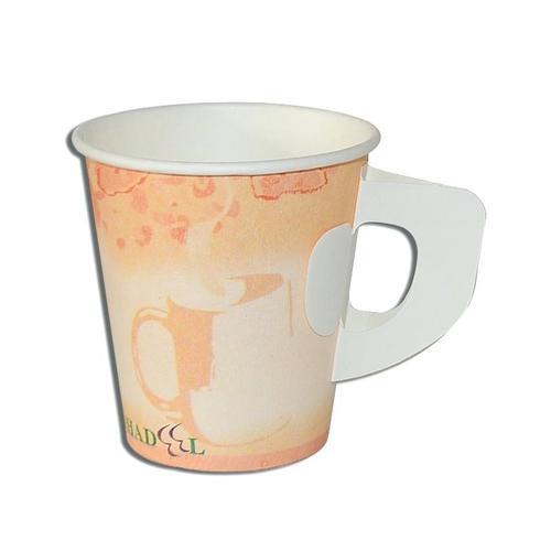 Round Handle Paper Cups, For Coffee, Tea, Style : Double Wall
