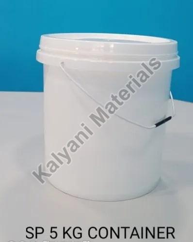Round HDPE 5kg Plastic Bucket, Color : White