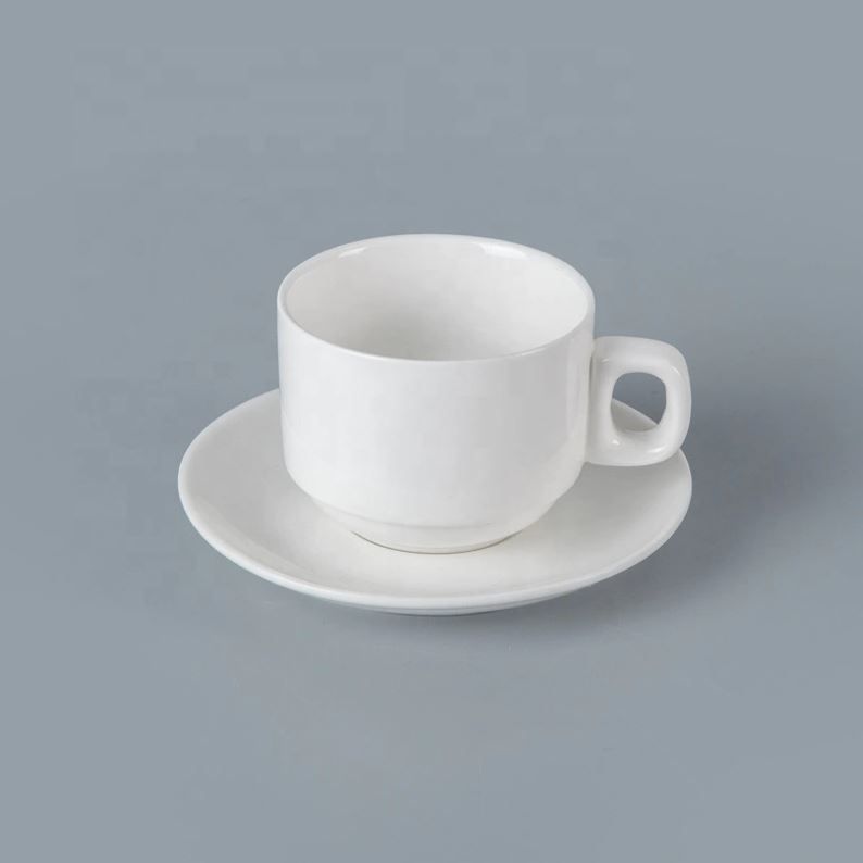 White Plain Ceramic Cup And Saucer, Size : Regular
