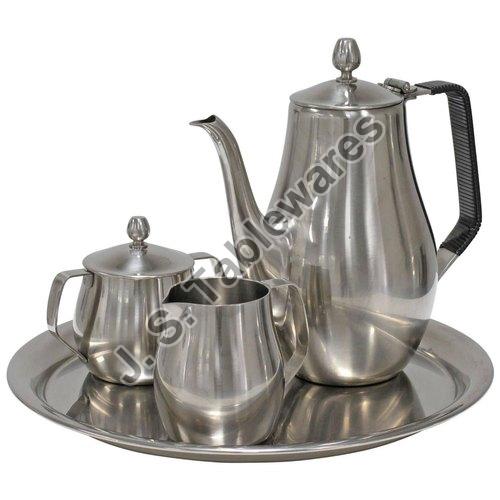 Stainless Steel Tea Set, Pattern : Plain, Color : Silver