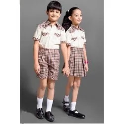 Check Cotton Cooton Poly School Uniform For Kids